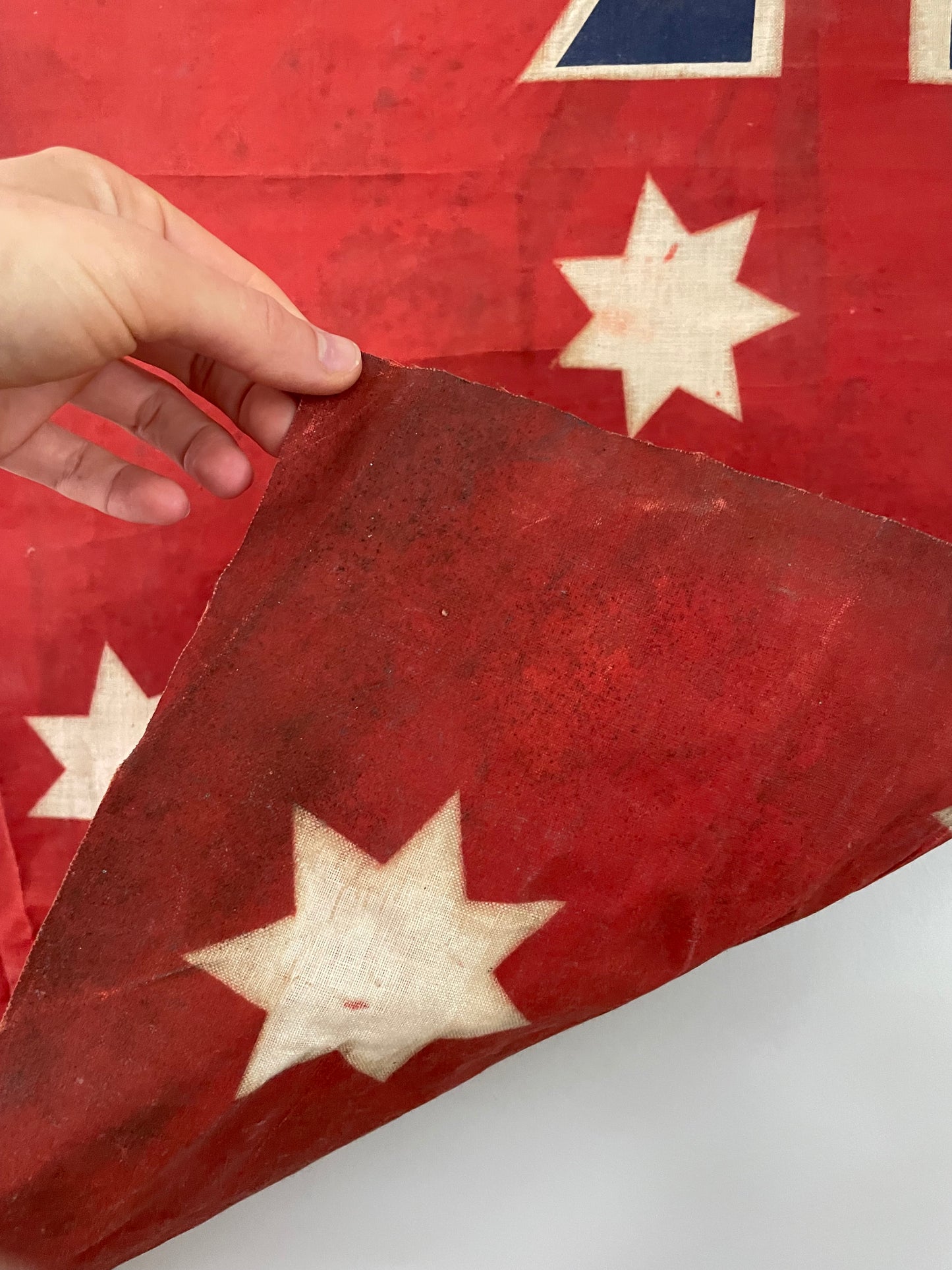 Antique painted parade flag - Australian Red Ensign Flag - vintage parade flag on pole