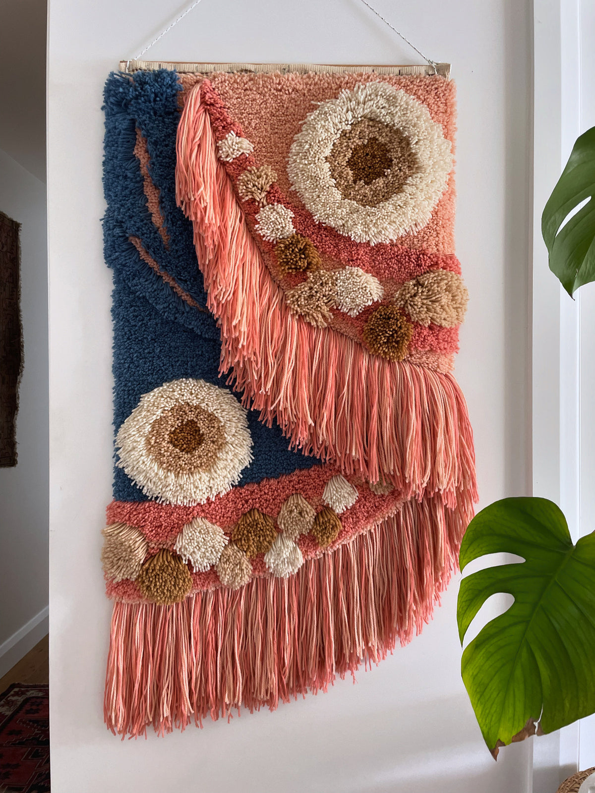 The Great Barrier Reef tapestry - vintage latch hook 3D macrame wall hanging
