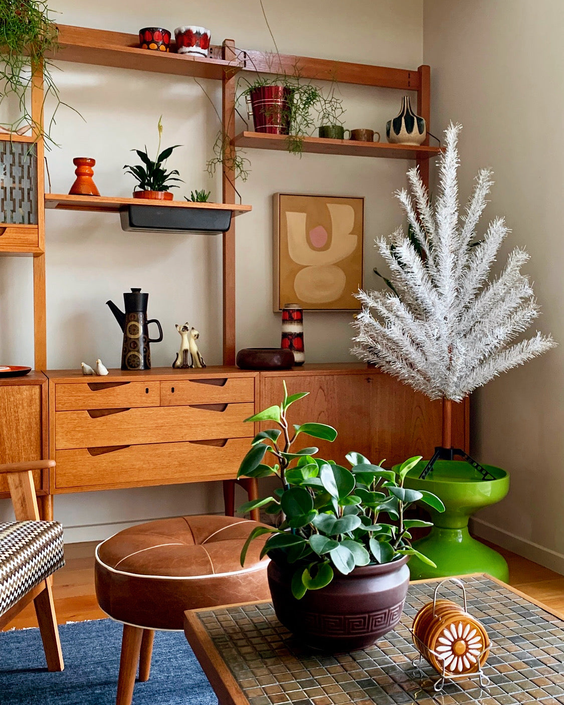 The Silver Bullet- 4 foot Vintage white and silver Christmas tree - midcentury modern stainless tinsel xmas tree