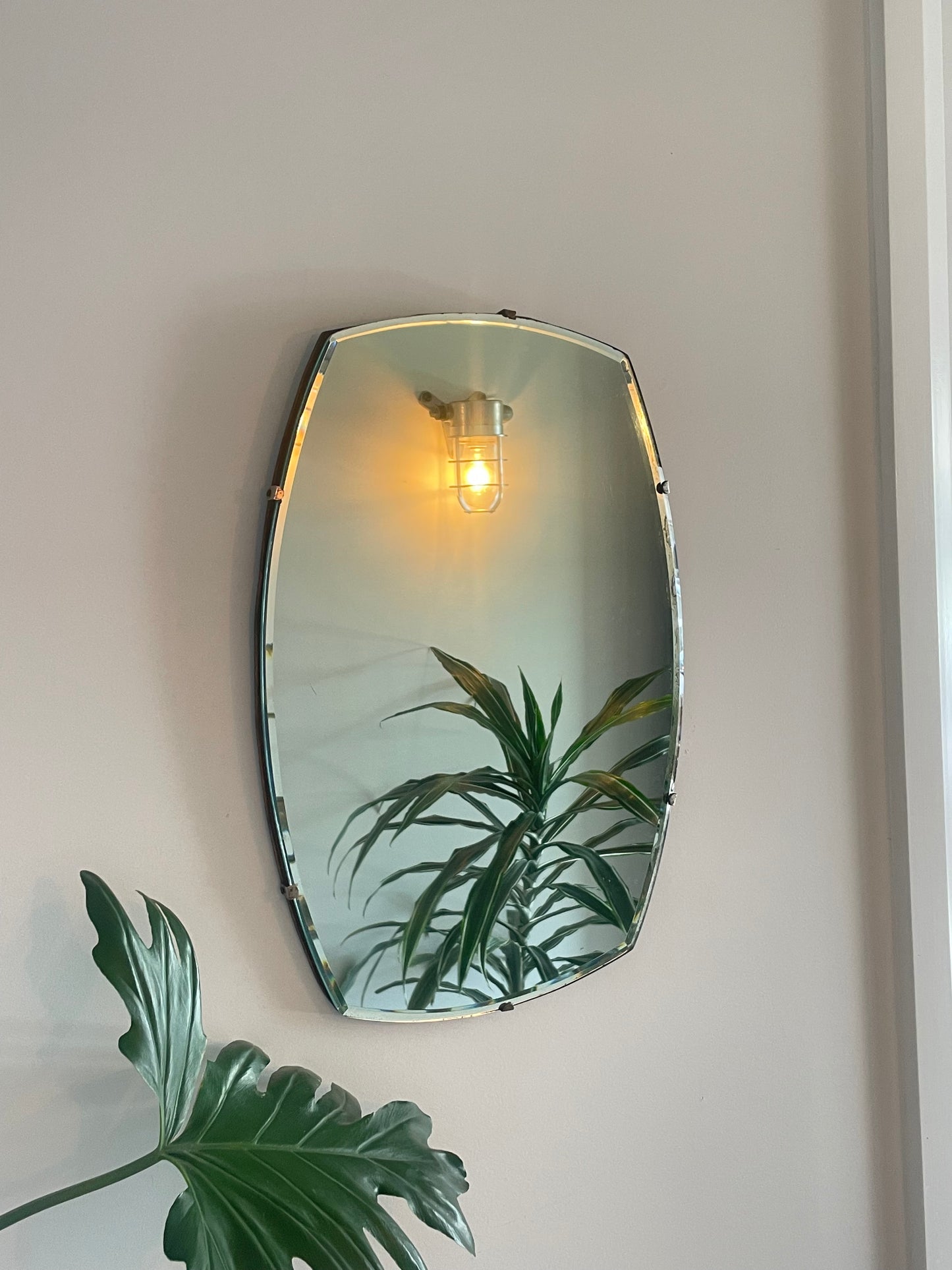Antique beveled mirror - frameless oval mirror
