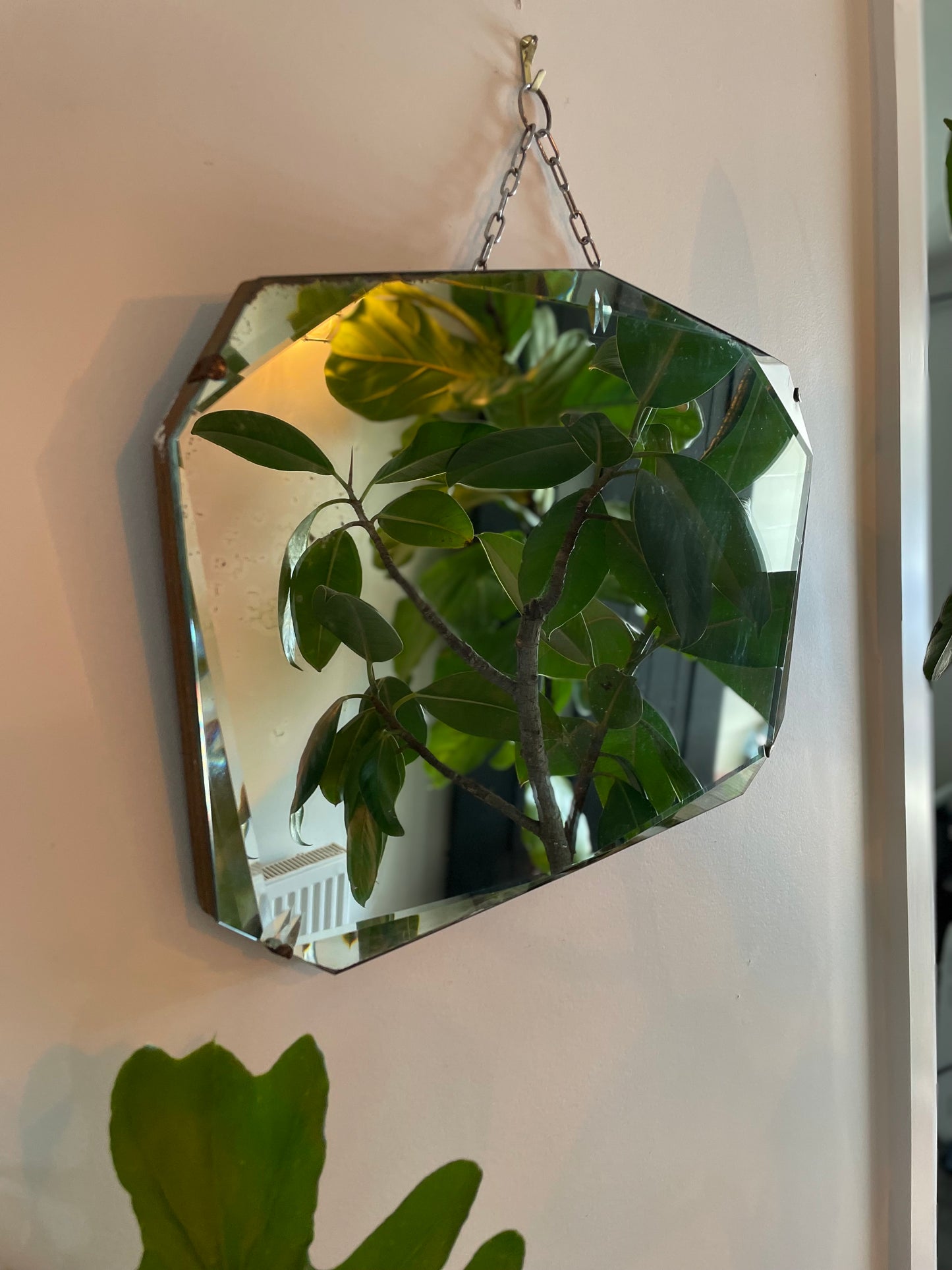 Antique beveled mirror - frameless Art deco mirror