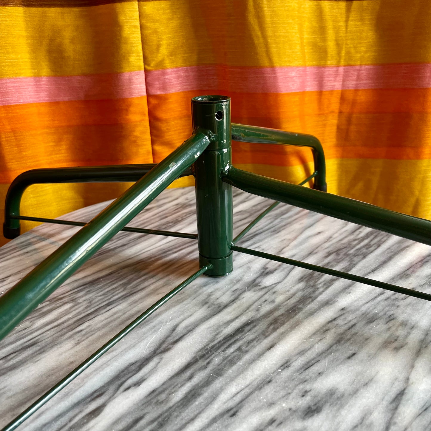 Vintage metal Christmas Tree Stand / green collapsible Xmas tree stand