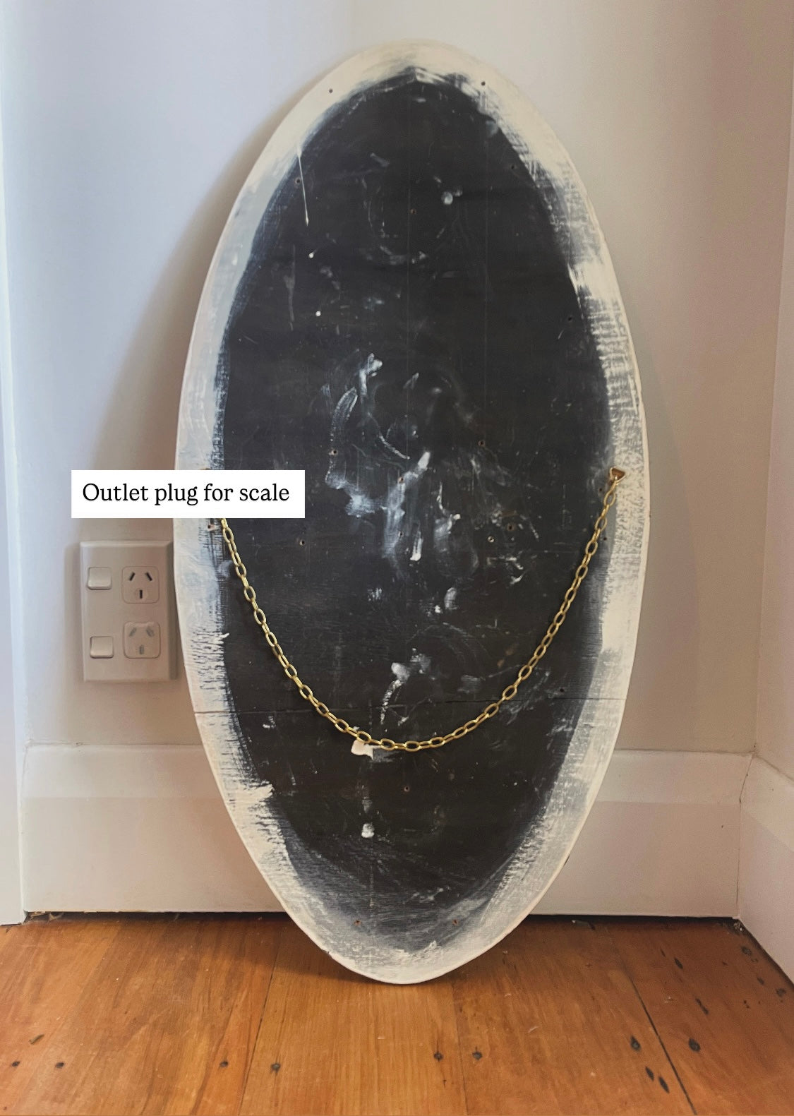 Extra long antique oval mirror - Art Deco beveled mirror