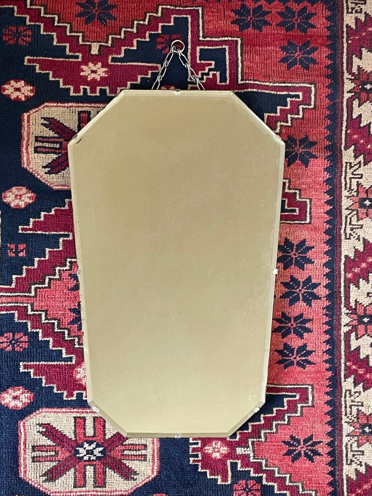 The nail in the coffin - Vintage Trapezoid shaped mirror with beveled edges