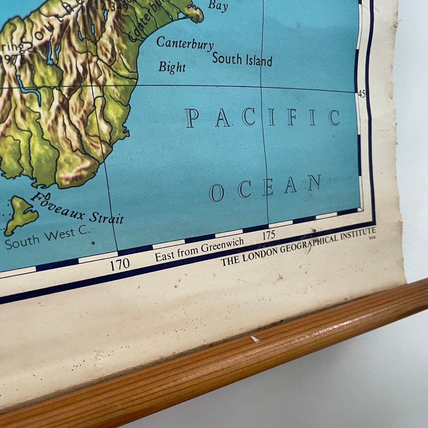 Authentic 1964 vintage map of Australia and New Zealand - large canvas pull down chart