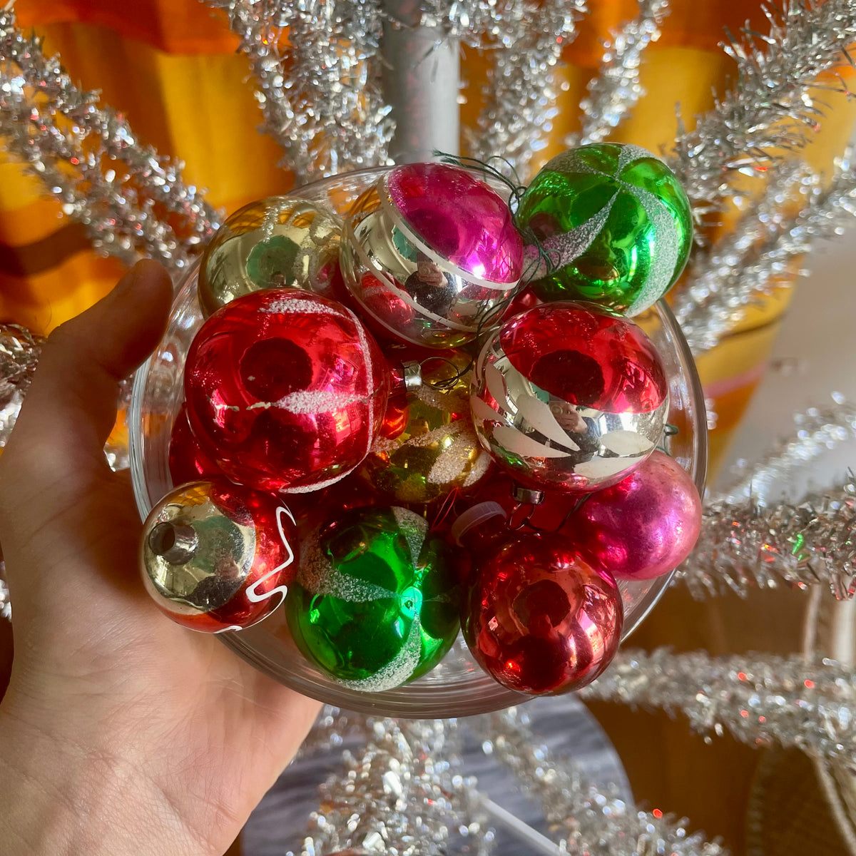 1960s Midcentury Modern metallic silver Christmas tree - 4 foot