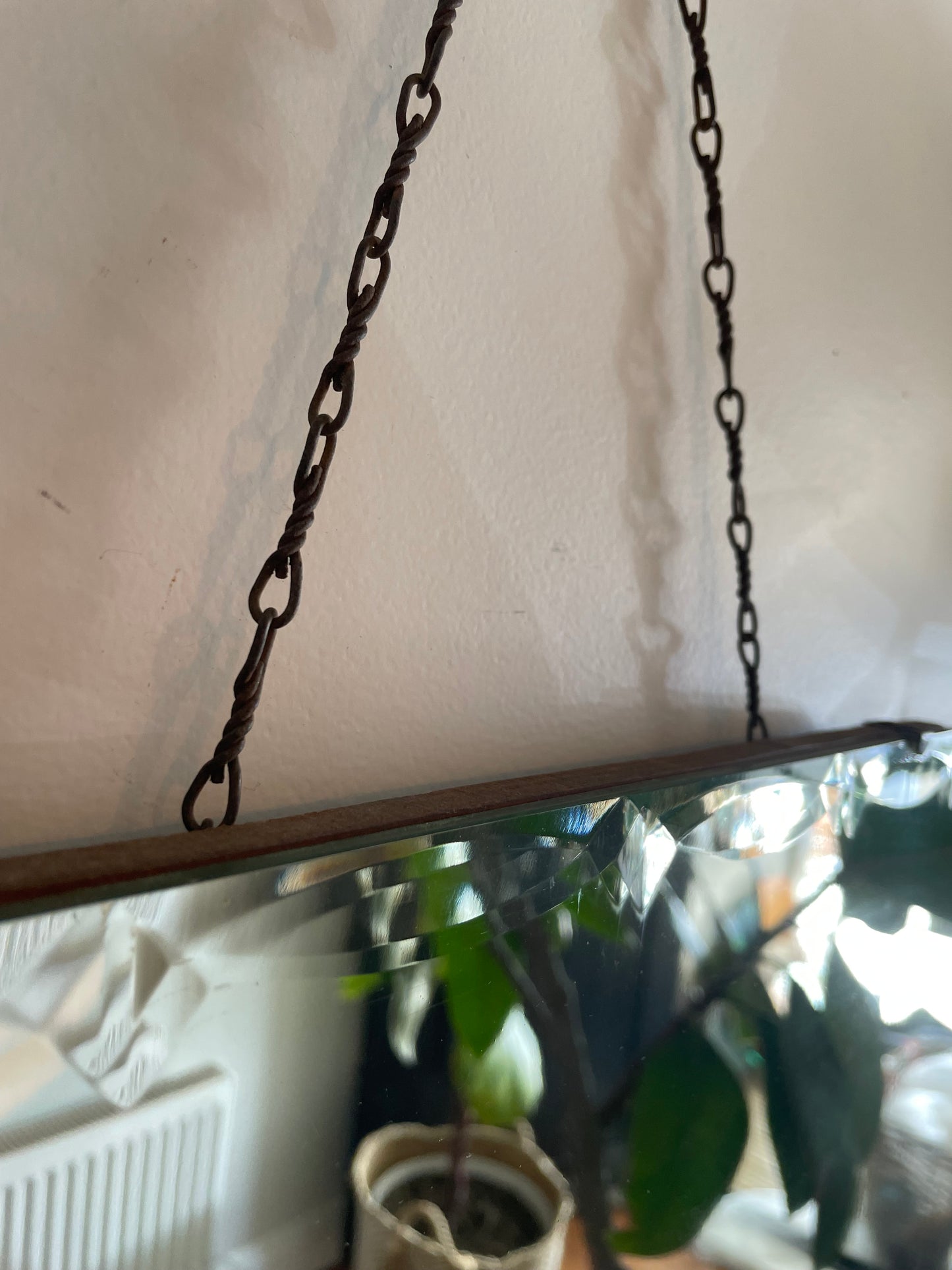 Antique mirror with marquis diamond beveled edges