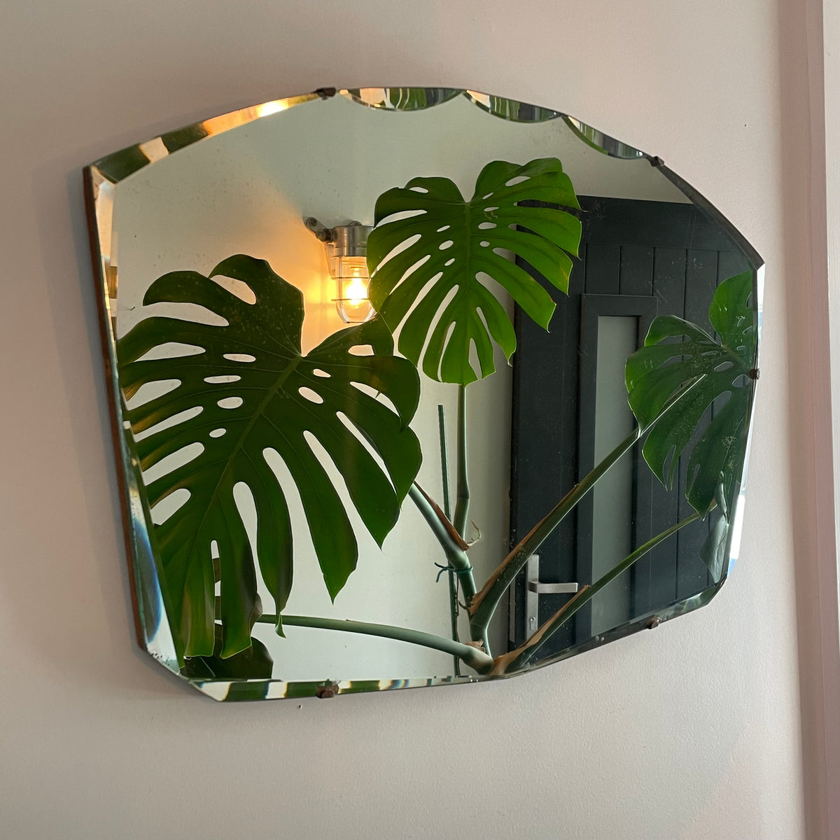 1930s antique art deco frameless mirror
