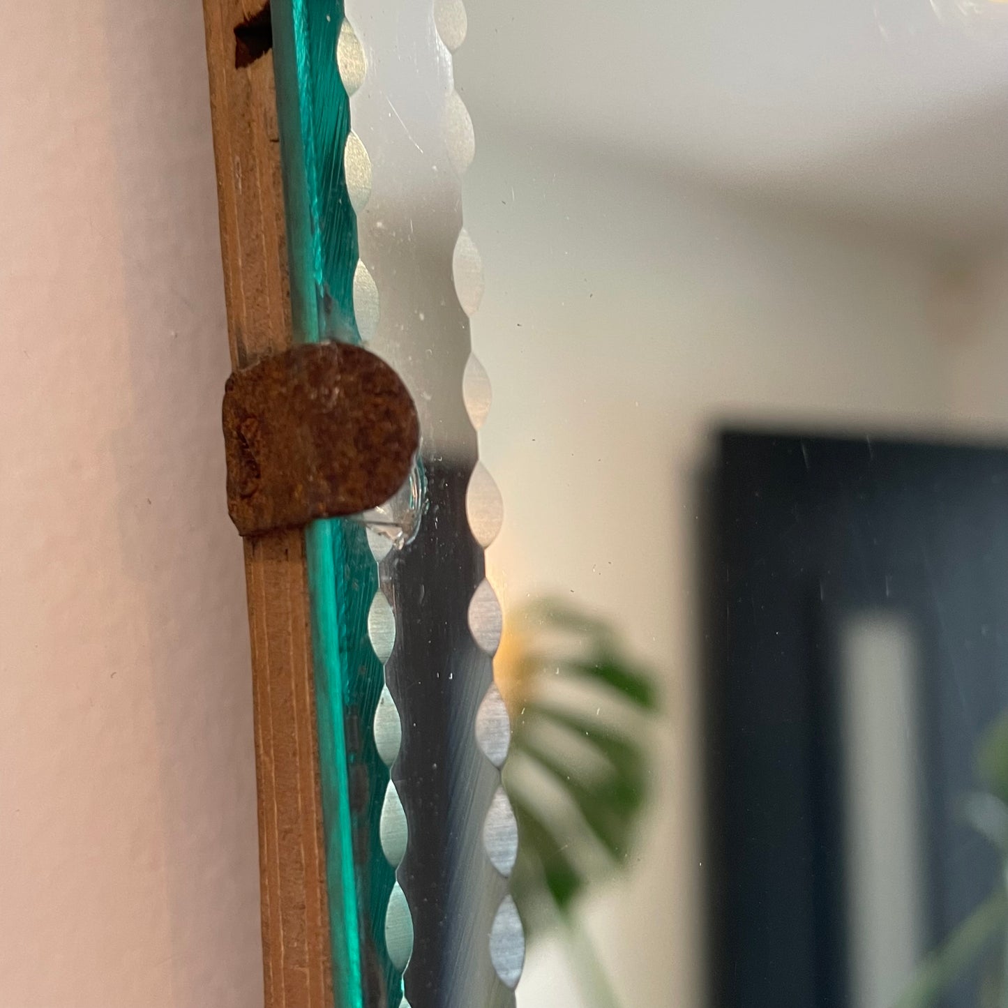 Vintage asymmetrical mirror - irregular shaped antique mirror