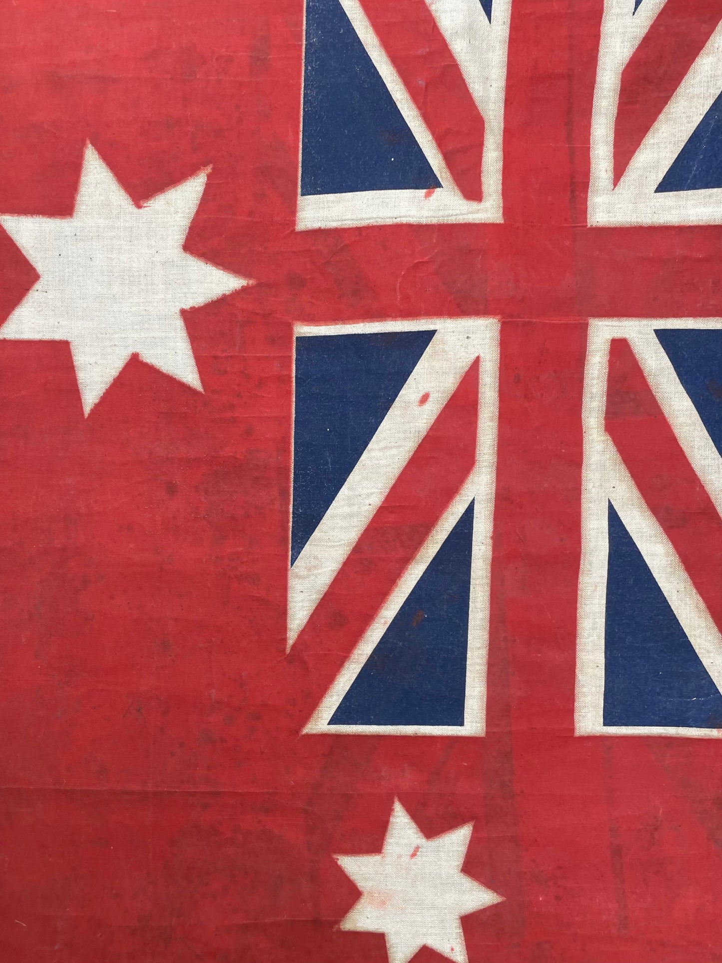 Antique painted parade flag - Australian Red Ensign Flag - vintage parade flag on pole