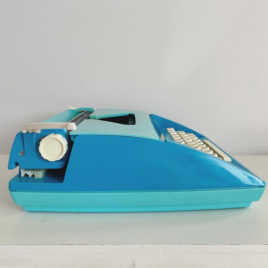 Vintage two-tone blue typewriter made in Japan