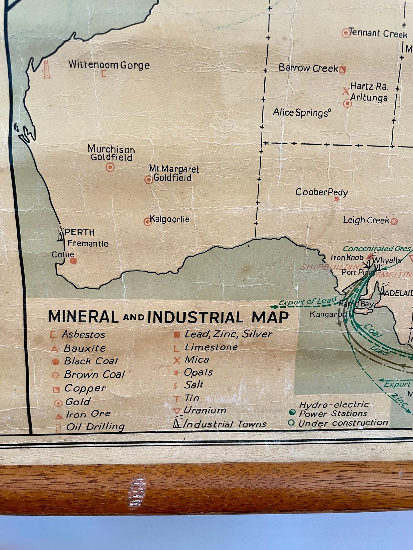 1952 vintage pull down map of Australia - large Australian educational canvas chart