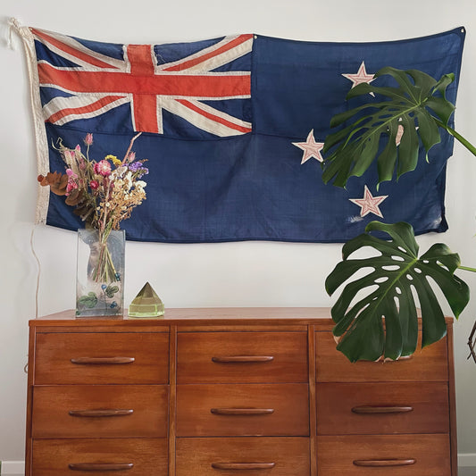 Large Antique New Zealand flag - vintage flag of Aotearoa NZ