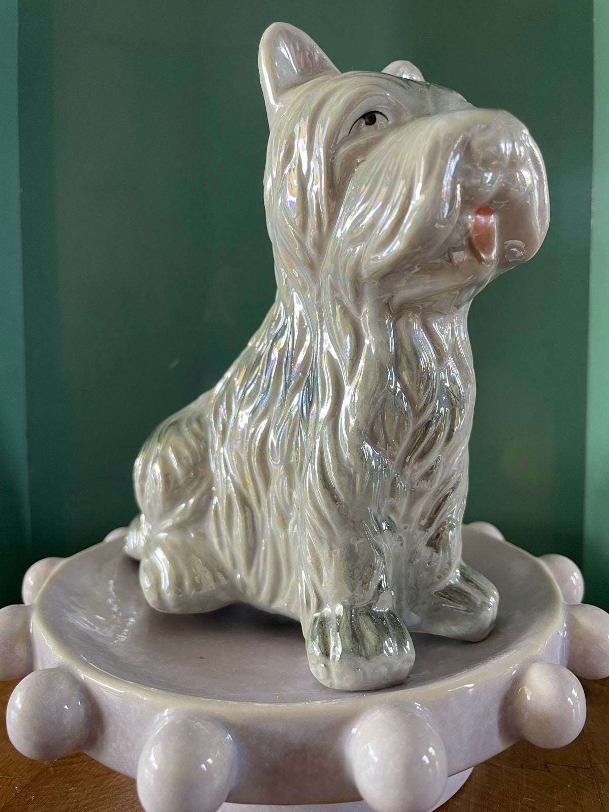 Vintage lusterware Scottish Terrier dog figurine - Scottie dog statuette