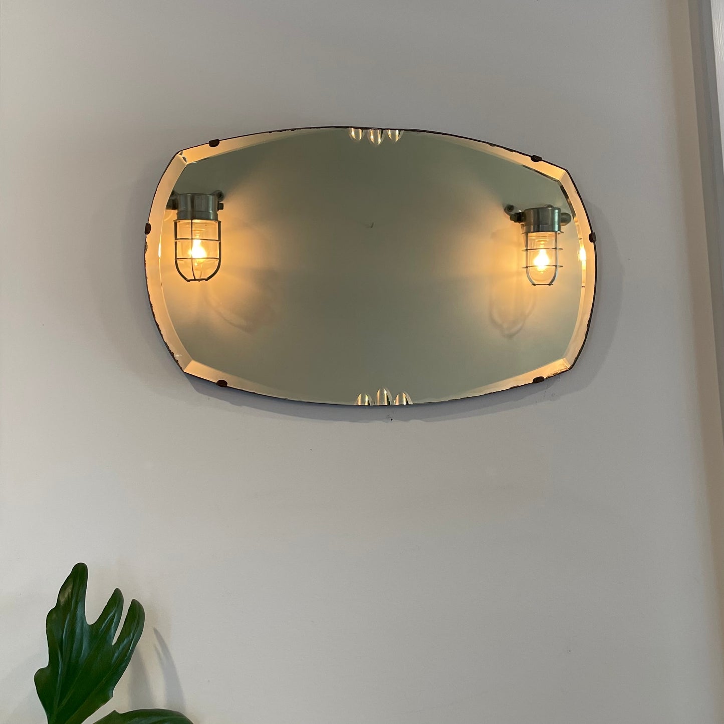 Vintage frameless mirror with beveled edges - antique 1930’s mirror
