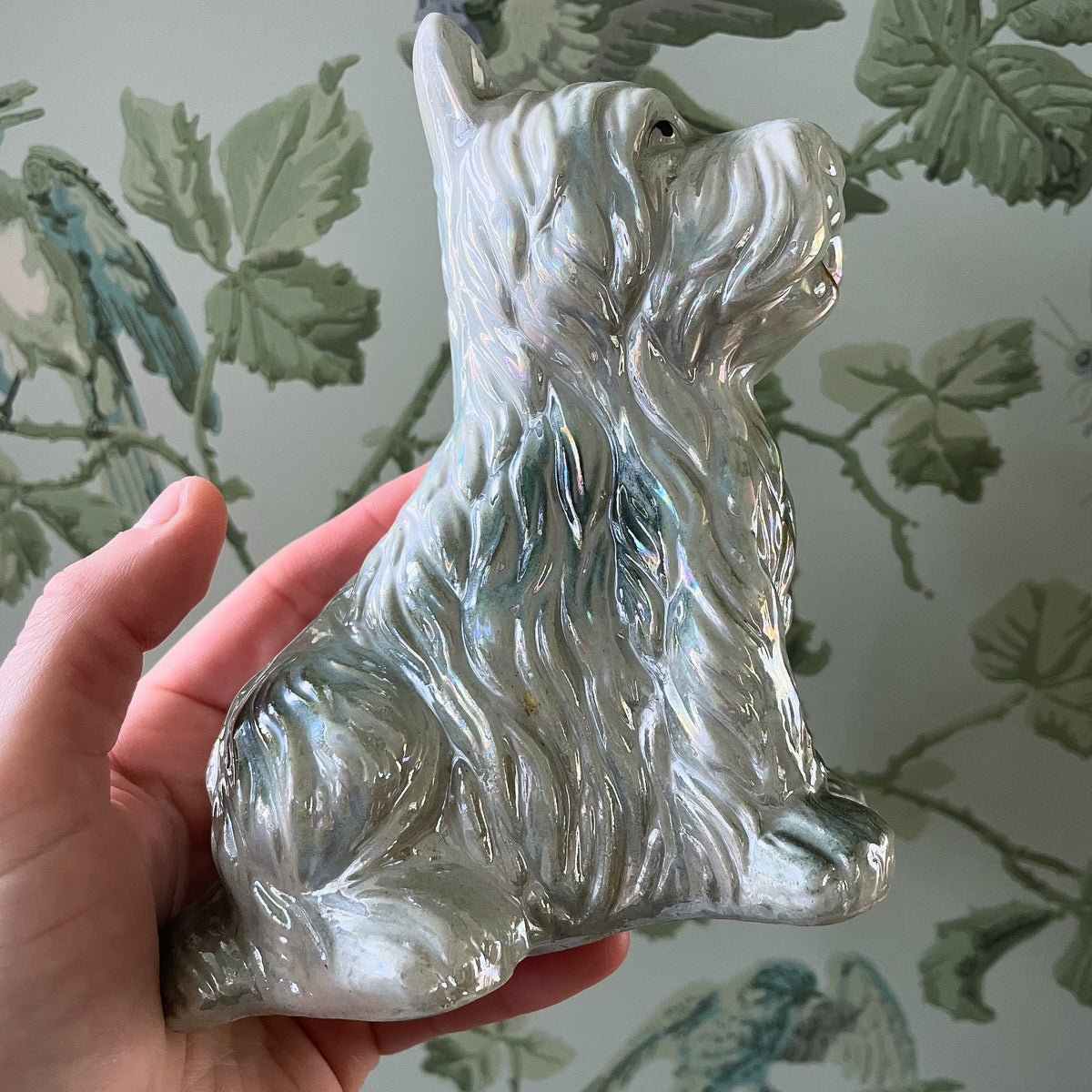 Vintage lusterware Scottish Terrier dog figurine - Scottie dog statuette
