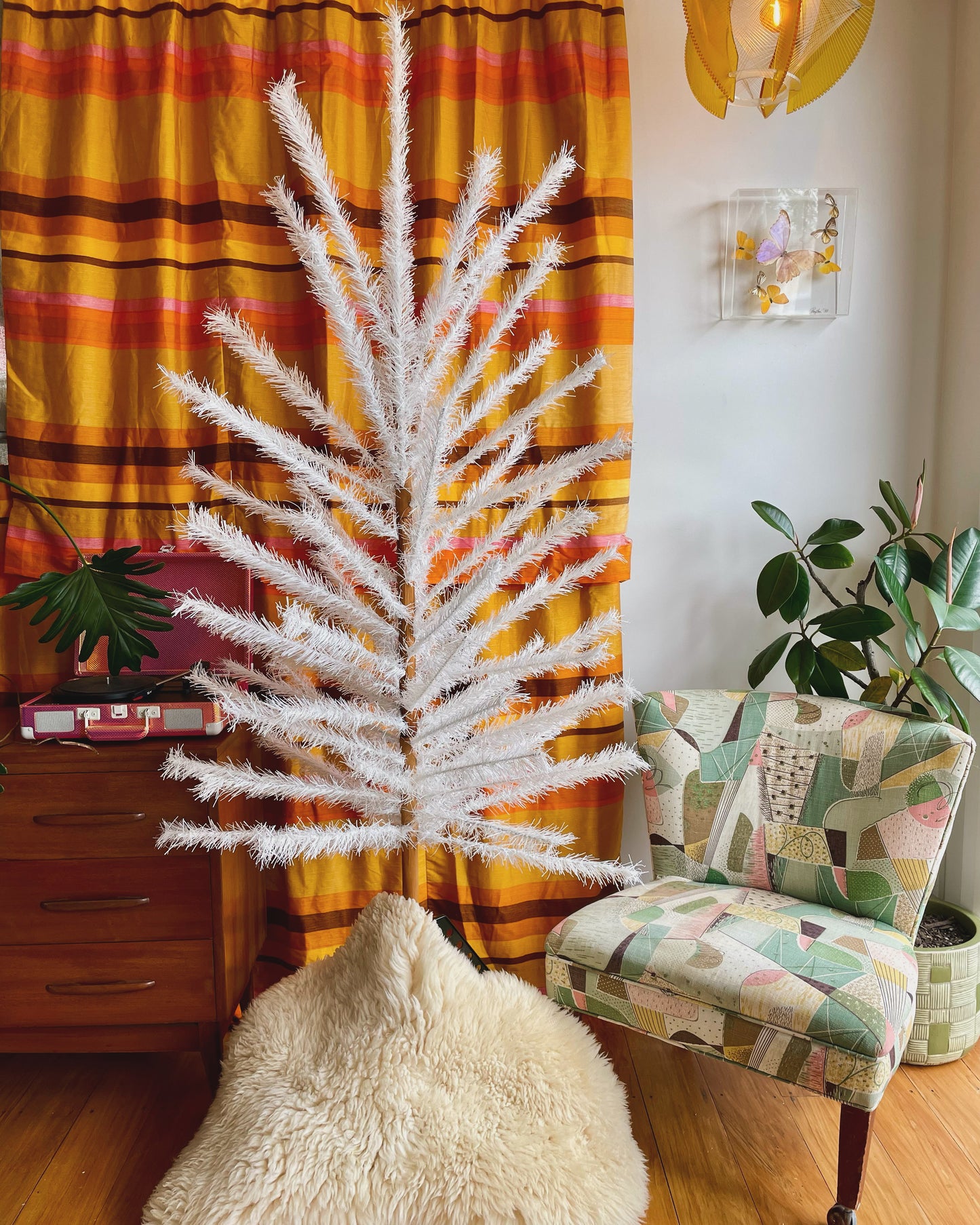 Snow White - 6 foot Vintage white Christmas tree - midcentury modern tinsel xmas tree
