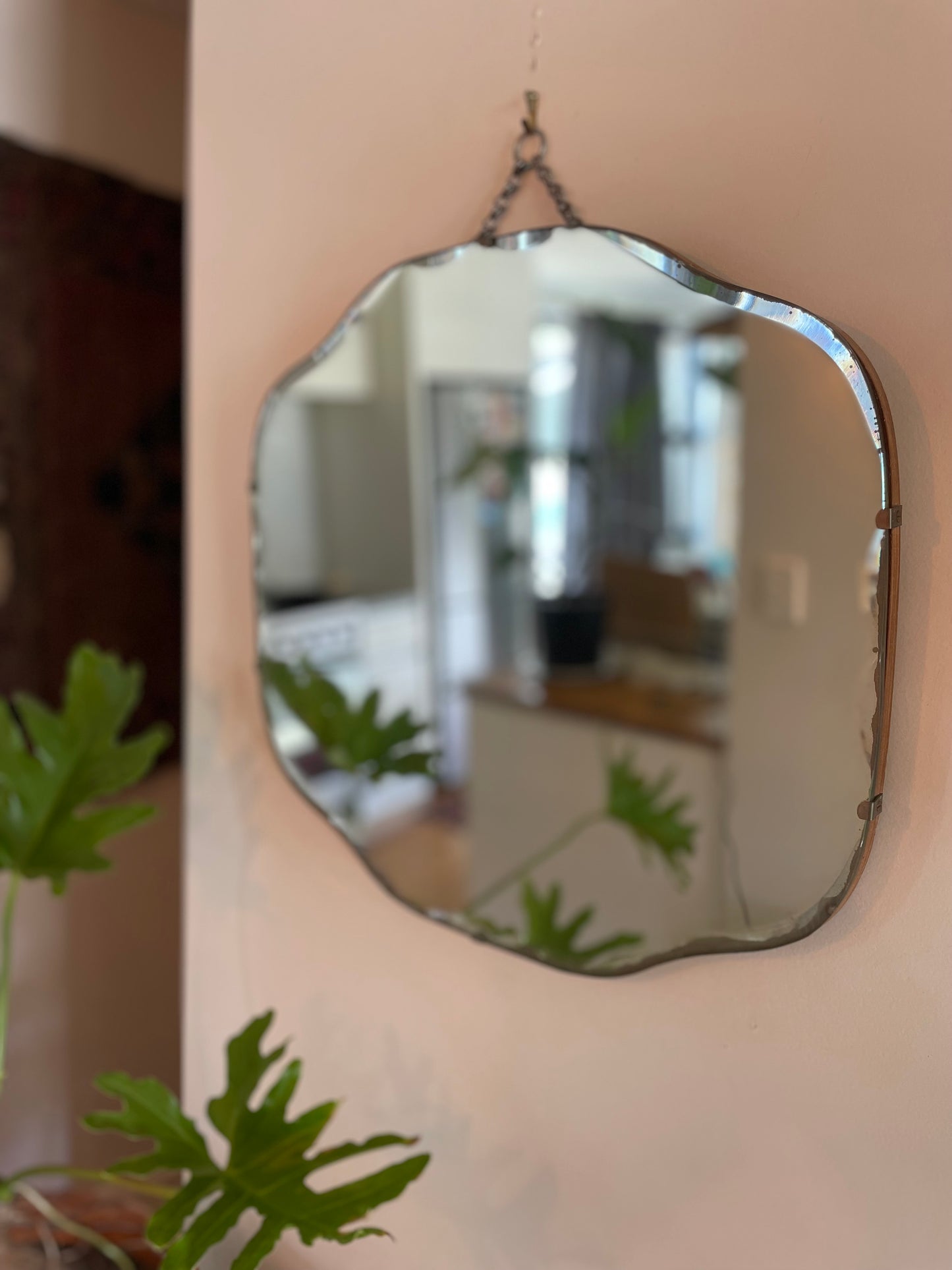 Wavy oval retro mirror - squiggle blob mirror