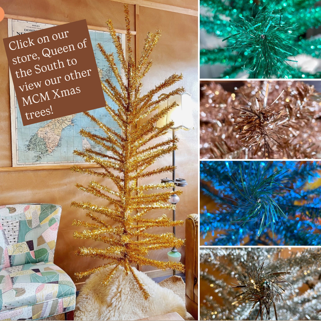 Cinderella Tree - vintage blue and silver aluminum Christmas tree / midcentury modern Xmas tree