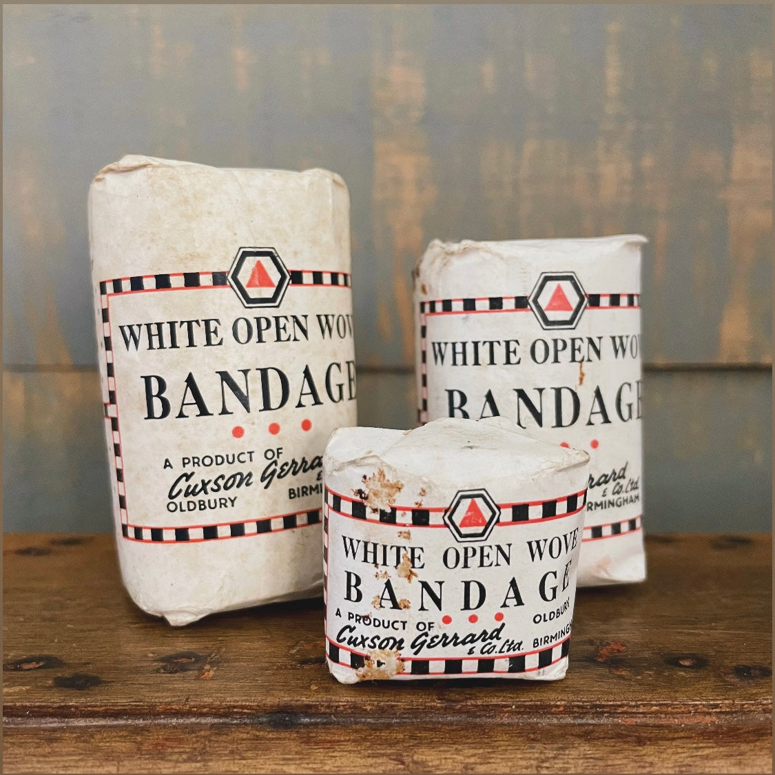 WWII unopened bandages from New Zealand - Cuxson Gerrard and co ltd