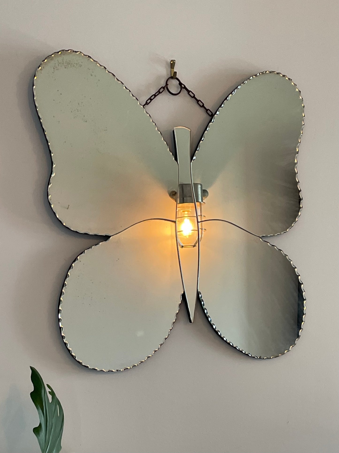 Vintage Butterfly mirror - Art Deco frameless beveled mirror shaped like a butterfly