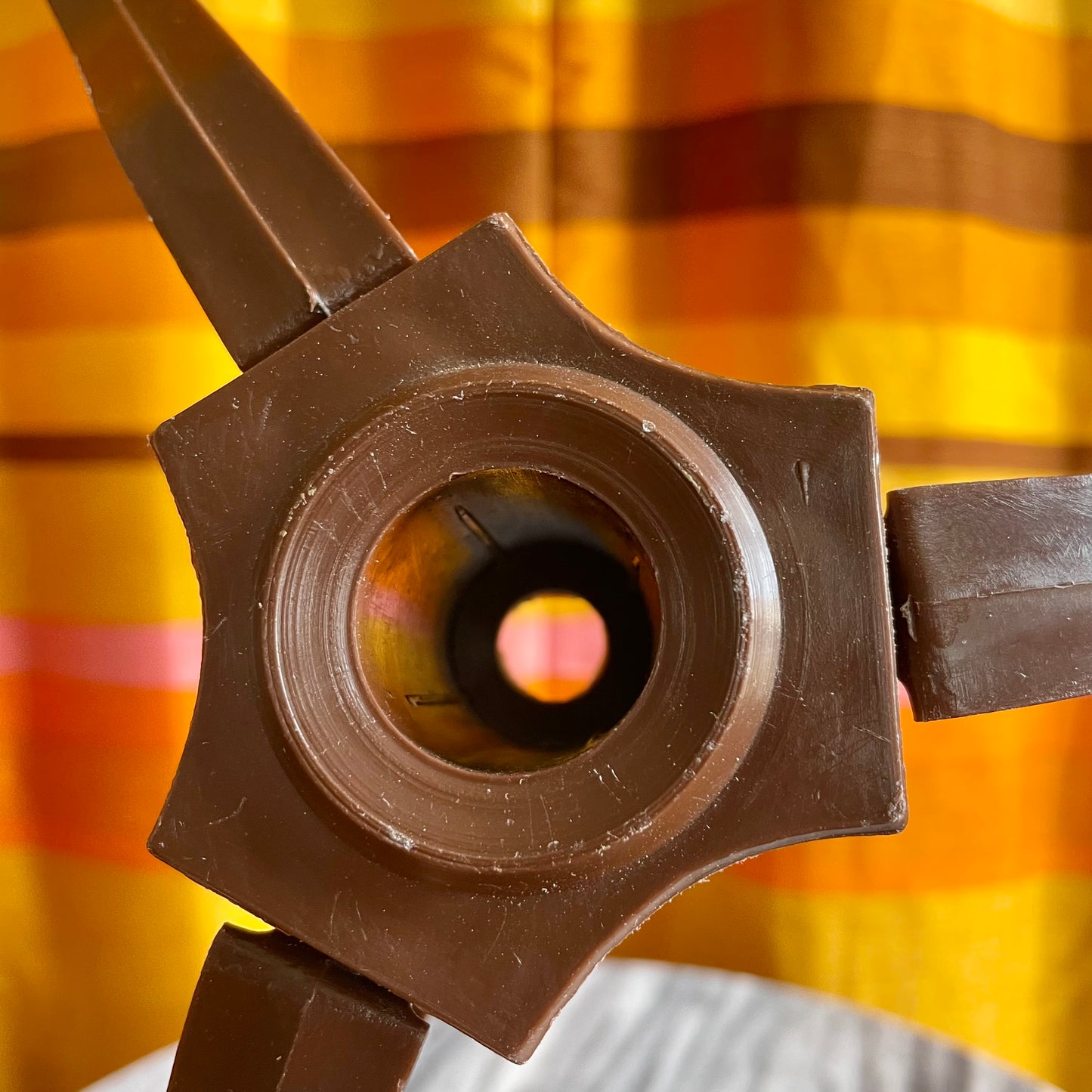 1970’s Christmas Tree Stand / brown plastic collapsible Xmas tree stand