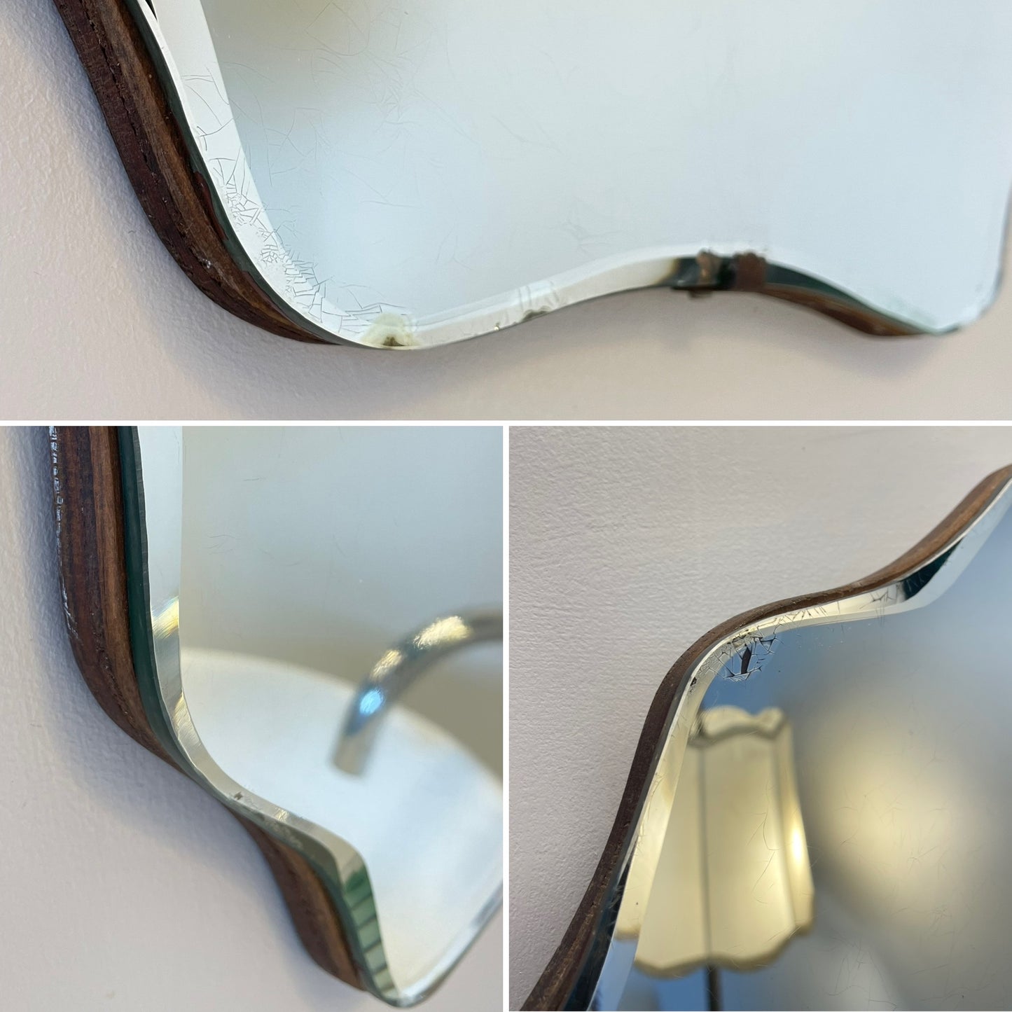 Wavy squiggle mirror - authentic art deco arched mirror