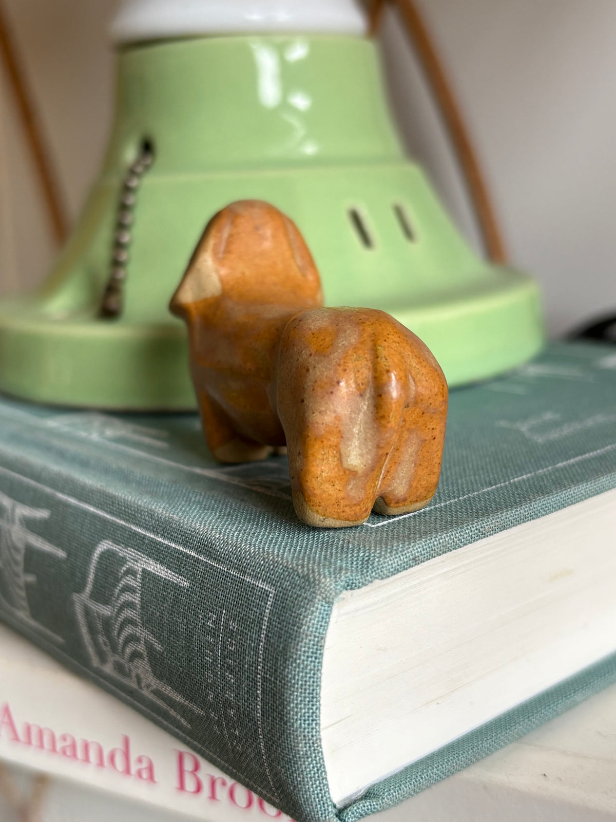 Adorable stoneware dachshund figurine