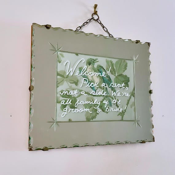 Art Deco mirror frame - vintage hanging picture frame with mirror surround
