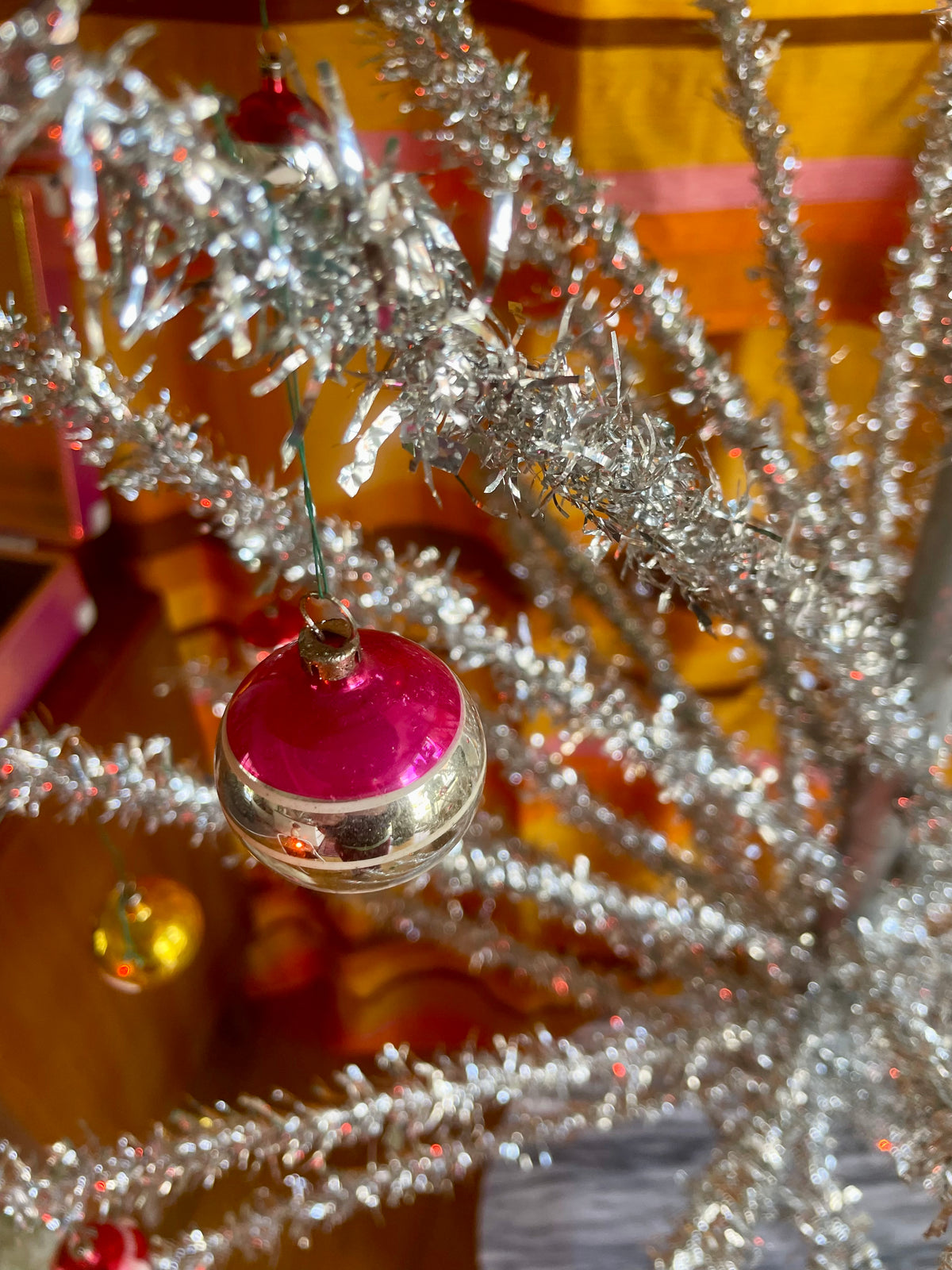 1960s Midcentury Modern metallic silver Christmas tree - 4 foot