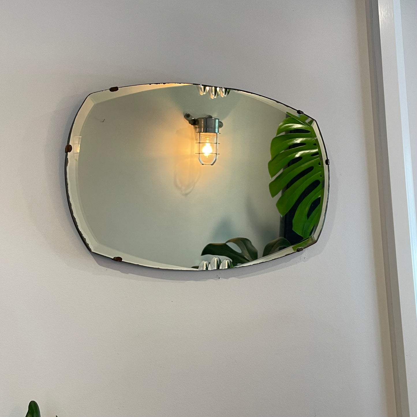 Vintage frameless mirror with beveled edges - antique 1930’s mirror