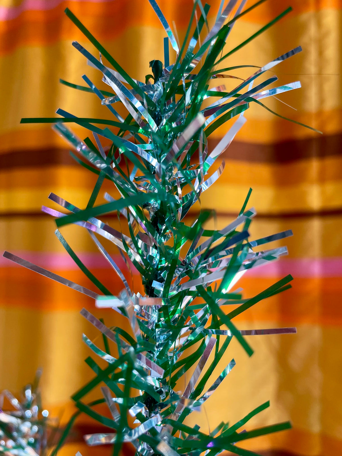 Tinselite Tree - Authentic vintage midcentury modern Christmas tree / retro silver and green tinsel tree