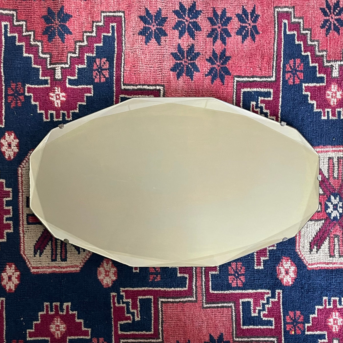 12 sided Art deco mirror with diamond faceted beveled edges
