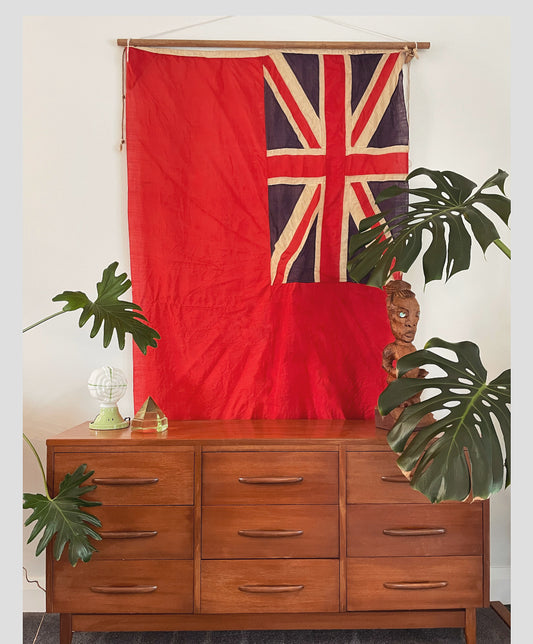 Large Vintage British Ensign Nautical Flag - Red Union Jack wool flag - British Navy