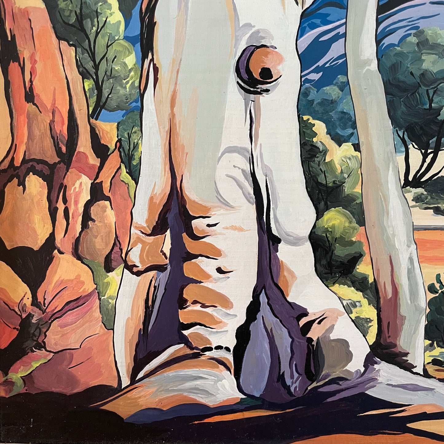 1974 Study of painting by Australia aboriginal artist Albert Namatjira