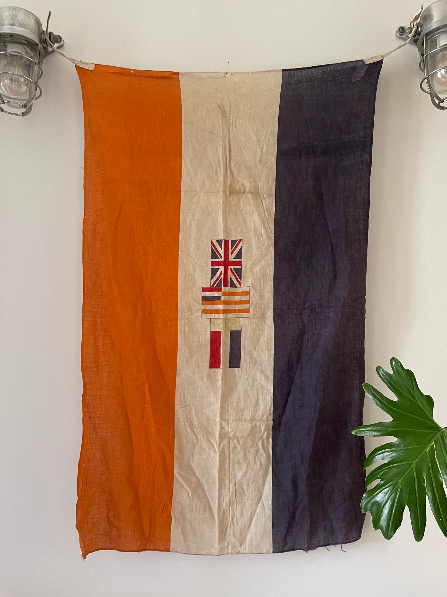 Vintage South African flag - antique printed cotton flag