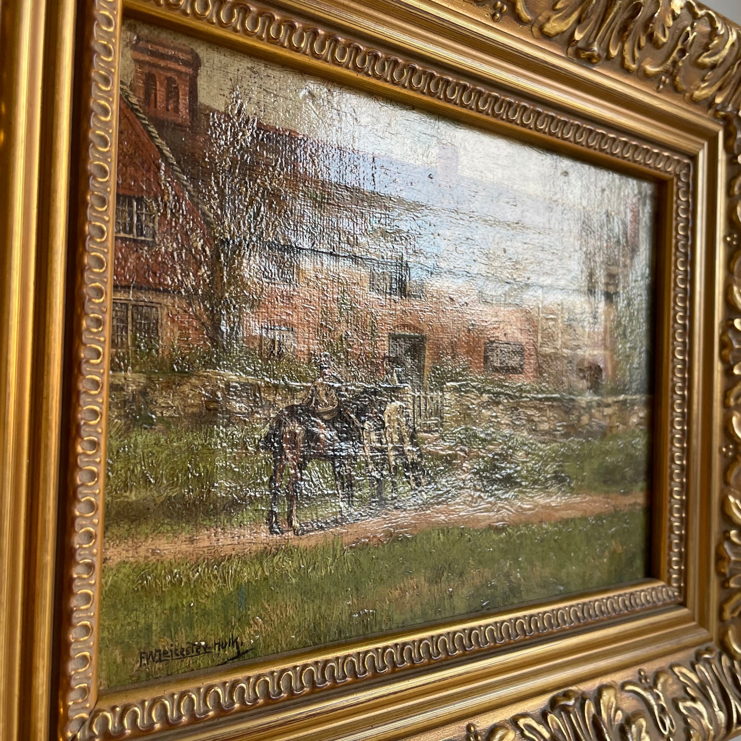 19th century oil painting of English countryside - signed Frederick William Leicester Hulk original artwork