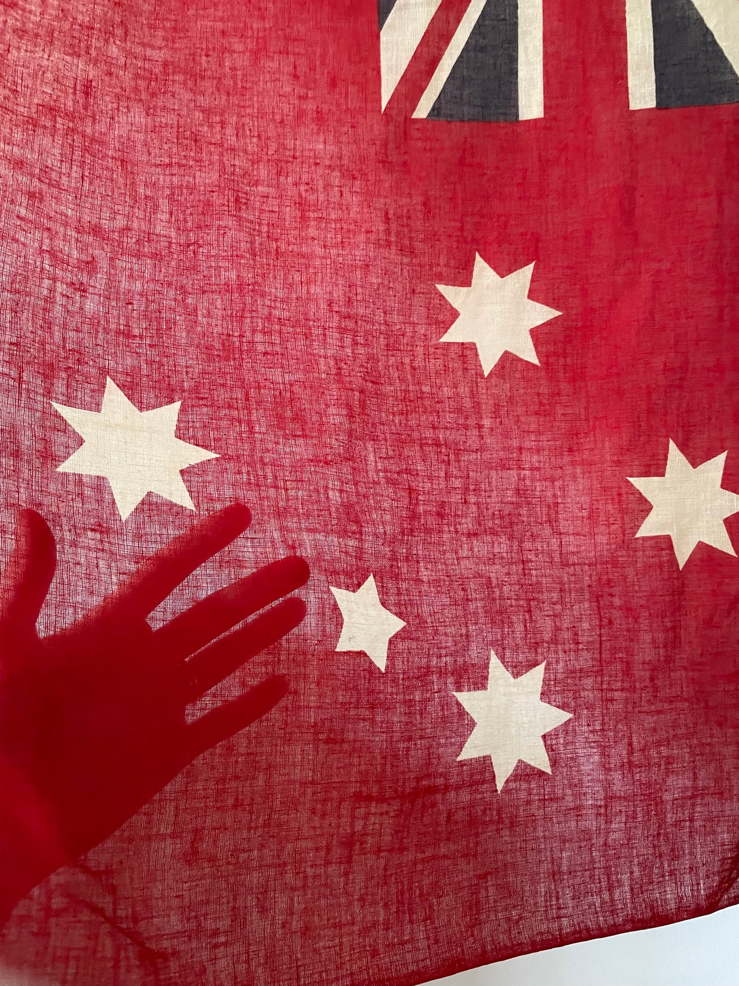 Antique Australian Red Ensign Flag - vintage cotton parade flag on pole