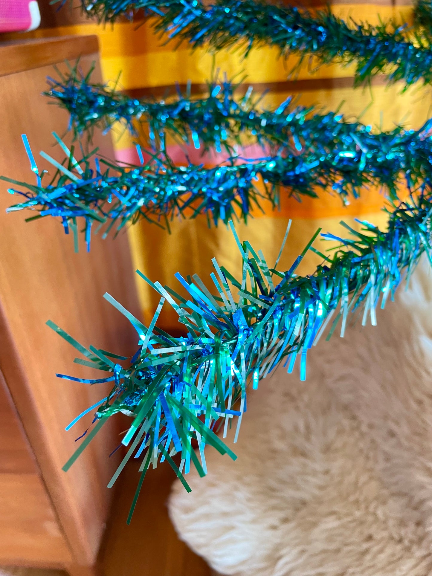 Bourbon Street - Retro blue and green faux Christmas tree - midcentury modern sparkly Xmas tree