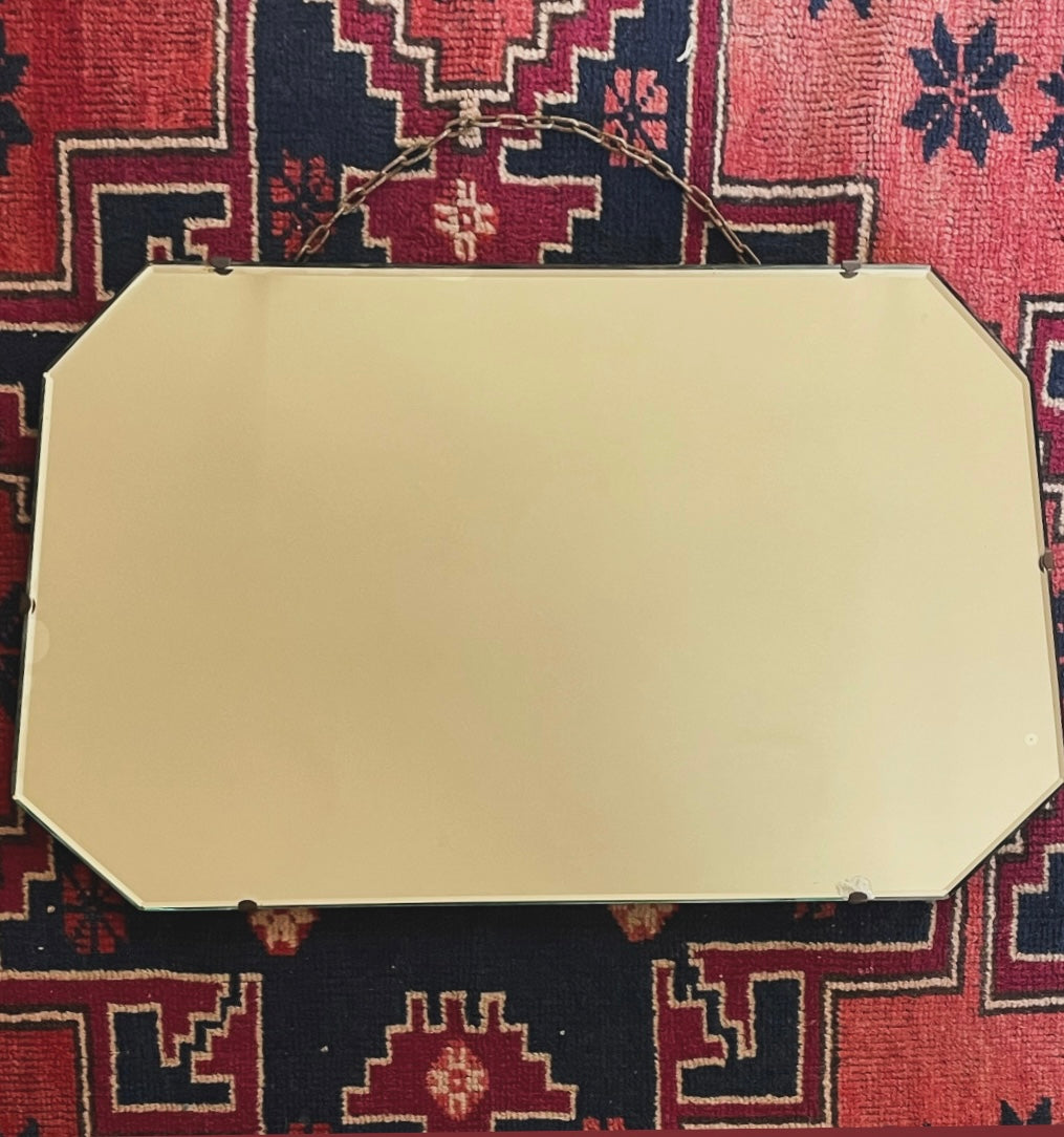 Vintage frameless mirror with beveled edges