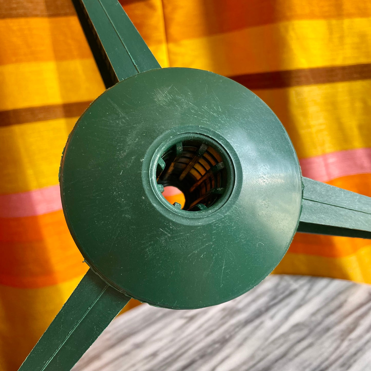 Vintage Christmas Tree Stand / green plastic collapsible Xmas tree stand