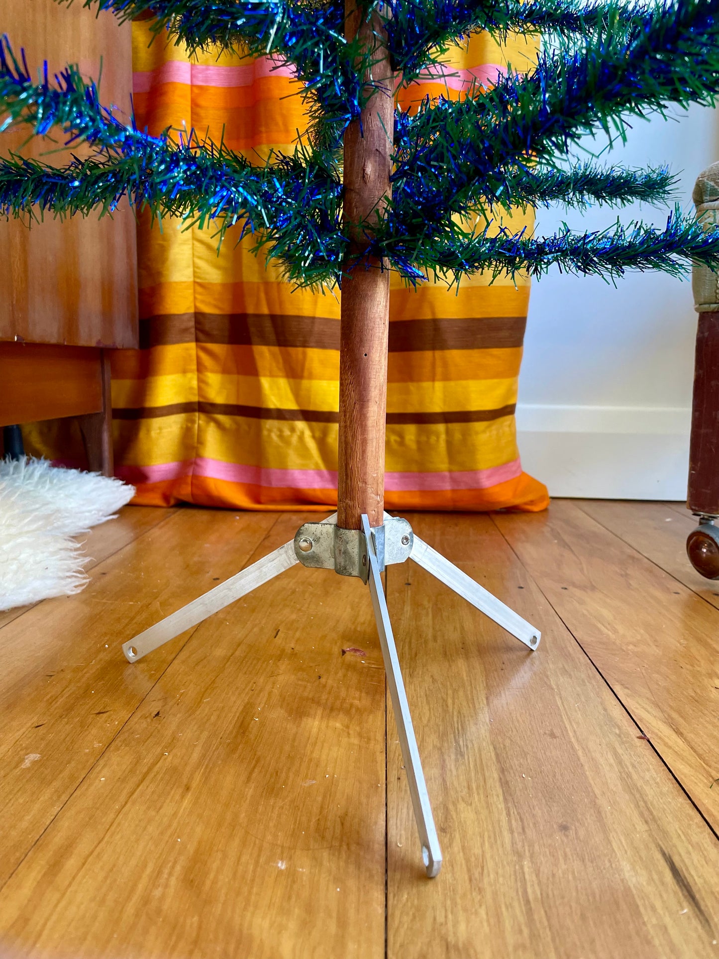 Sapphire Tree - vintage blue and green midcentury modern Christmas tree