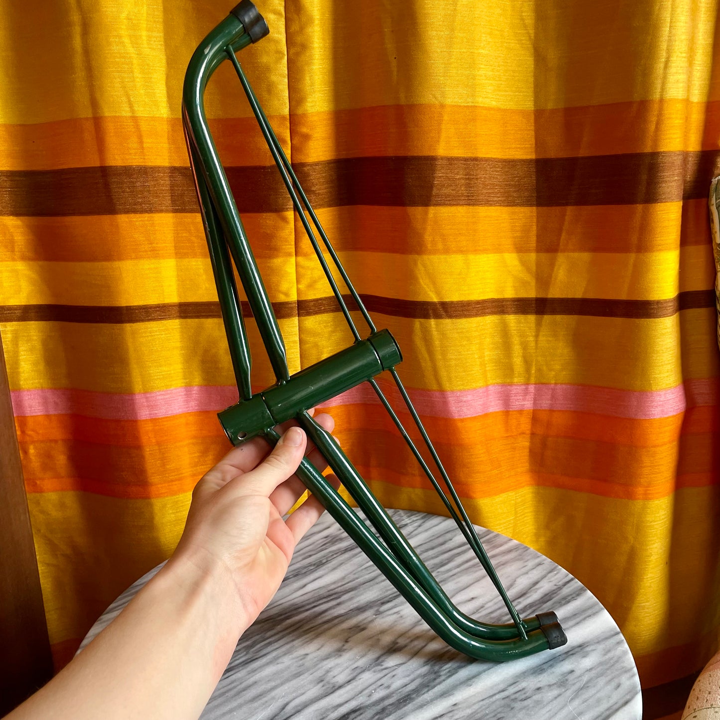 Vintage metal Christmas Tree Stand / green collapsible Xmas tree stand