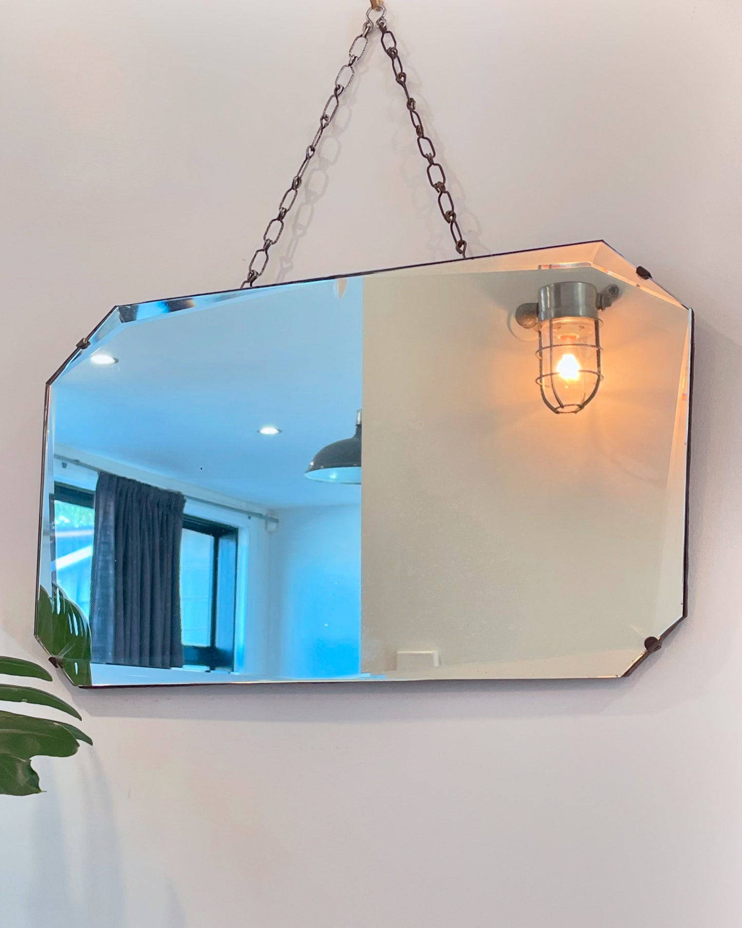 Geometric art deco frameless mirror