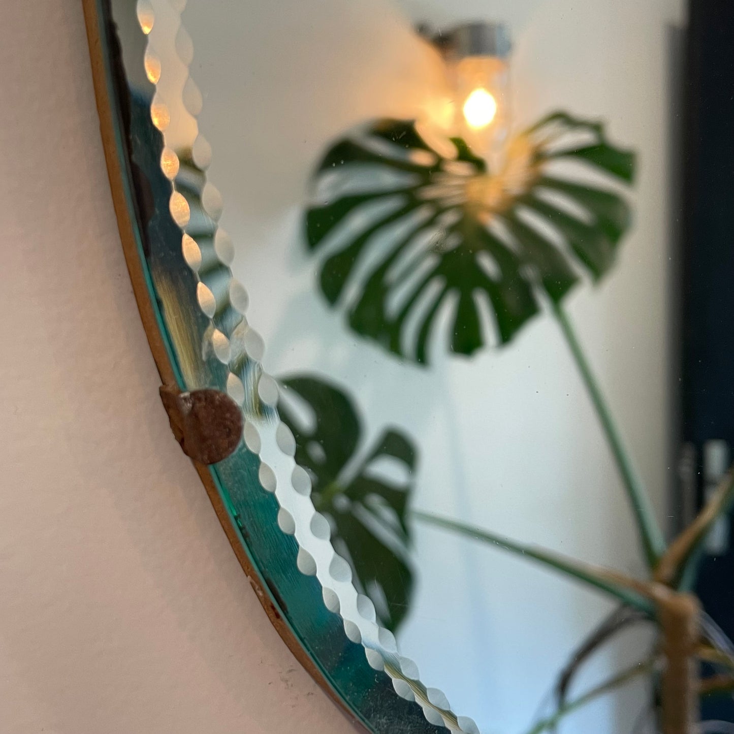 Vintage asymmetrical mirror - irregular shaped antique mirror