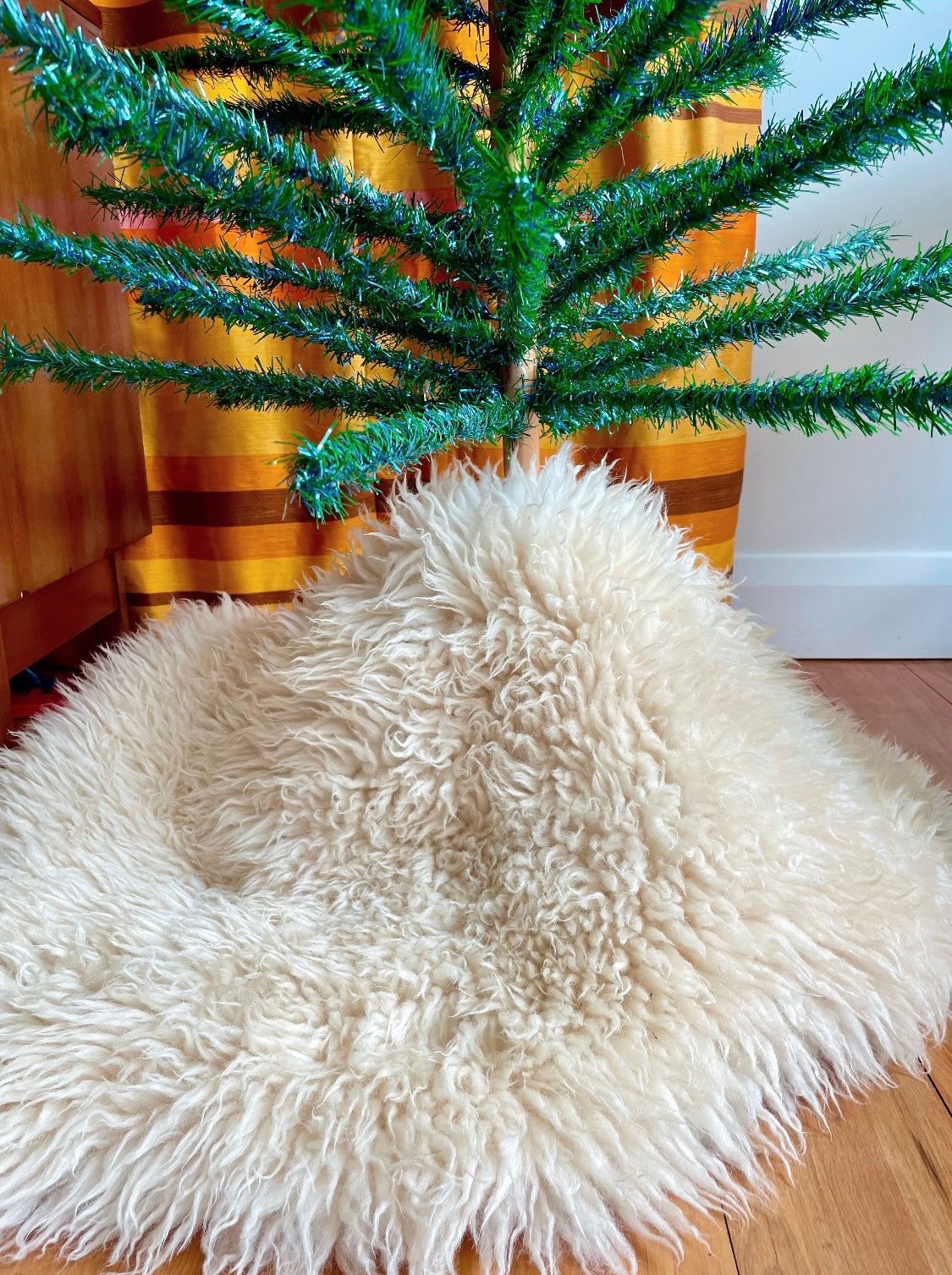 Paua Shell Tree - shiny blue and green MCM vintage Christmas tree - midcentury modern aluminum Xmas tree