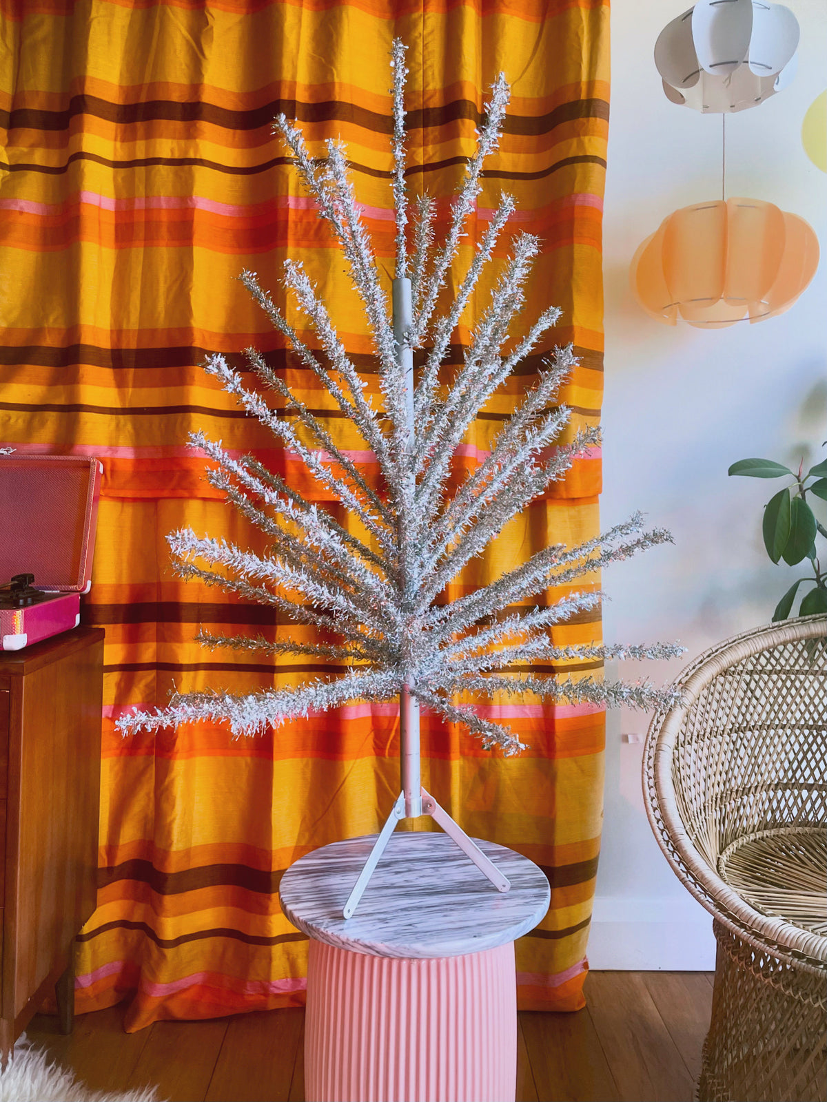 1960s Midcentury Modern metallic silver Christmas tree - 4 foot