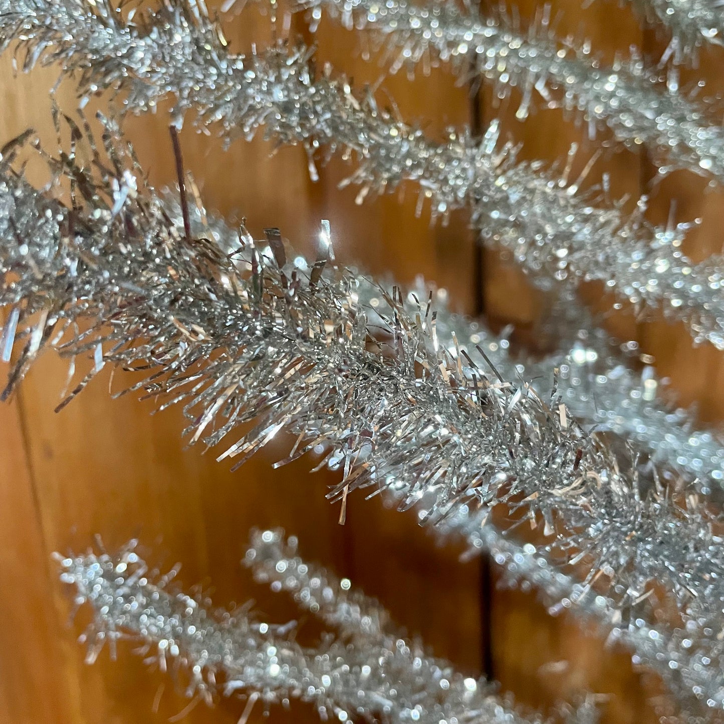 7 foot Vintage silver Christmas tree - midcentury modern stainless tinsel xmas tree
