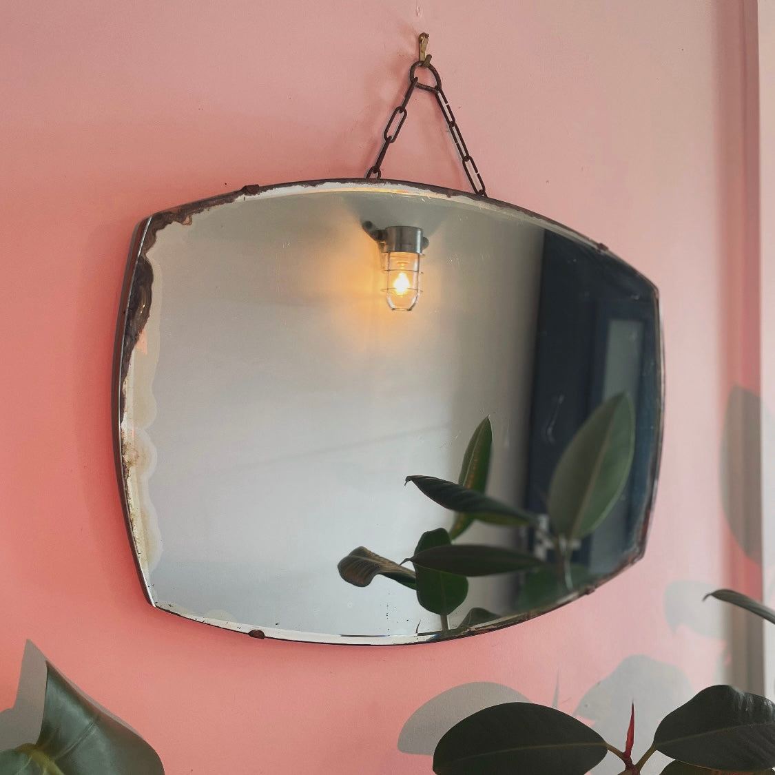 Retro mirror with beveled edges - vintage bathroom vanity mirror