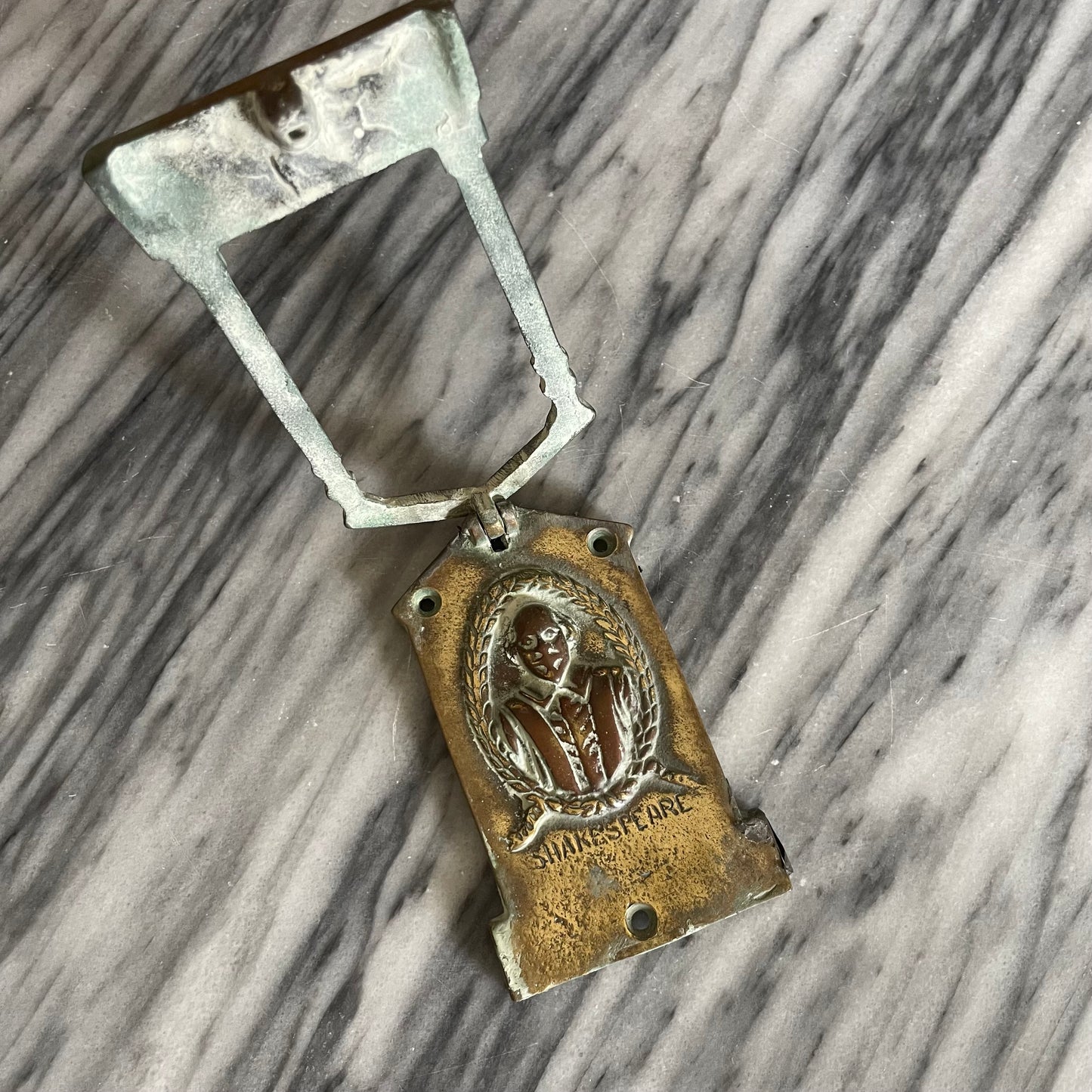 Vintage brass Shakespeare door knocker
